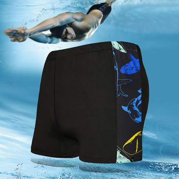 Muške kupaće šorceve s printsom, s mrežastom podstavom, poliester, 180 g, stil briefs/boxer, za plivanje