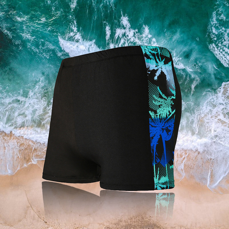 Muške kupaće šorceve s printsom, s mrežastom podstavom, poliester, 180 g, stil briefs/boxer, za plivanje