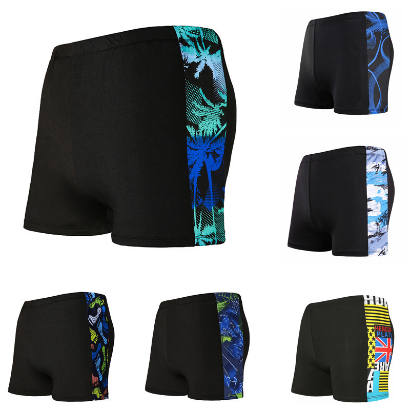 Muške kupaće šorceve s printsom, s mrežastom podstavom, poliester, 180 g, stil briefs/boxer, za plivanje