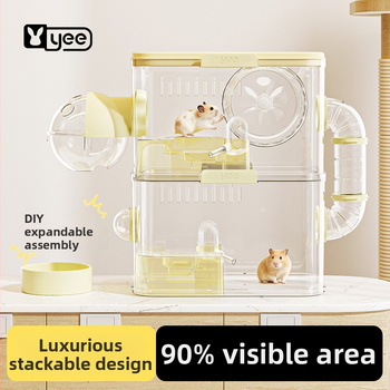 Kavez za hrčka Yee – prozračni blok-stil, dvokatni DIY proširivi, prijenosni, lako za čišćenje, ventilirani