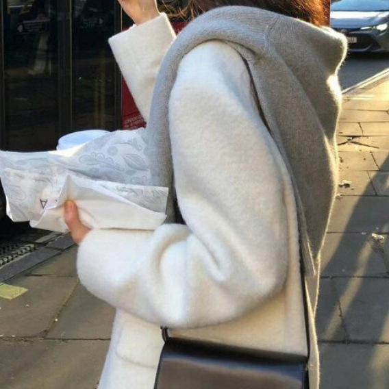 Ženski kratki vuneni kaput u korejskom stilu, ravni kroj, visok ovratnik, jednostruko kopčanje, Maoni tkanina