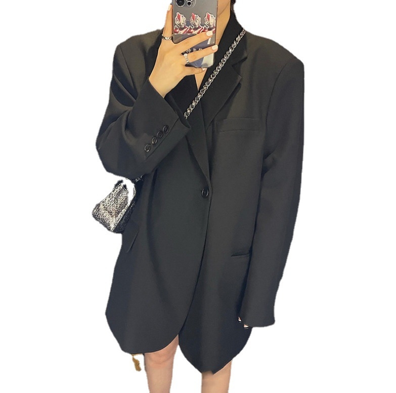 Žensko oversize sako u ružičastoj boji, korejski street hipster stil (Kvadrati ovratnik; Dugi rukavi; Jednostavan uzorak; Poliester)