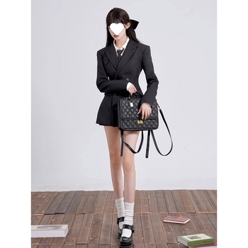 Korejski stil, uski ženski kostim u kompletu s blejzerom, V-izrez, dugi rukavi, tkanina od sintetičkih vlakana, elegantan poslovni stil