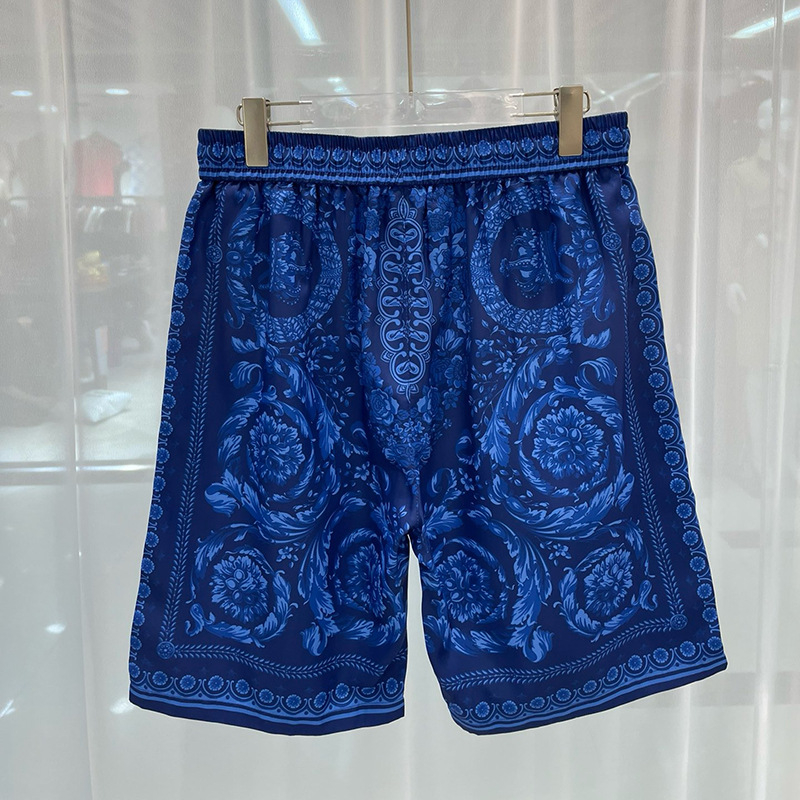 Muške plažne hlače s digitalnim printom, uzorak razlomljenih cvjetova, 80% poliester