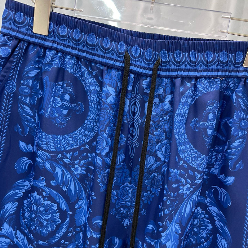 Muške plažne hlače s digitalnim printom, uzorak razlomljenih cvjetova, 80% poliester