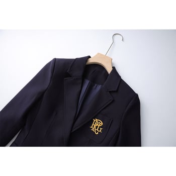 Женски втален сако с бродерия, яка на сакото, дълги ръкави, едно копче — есен 2025