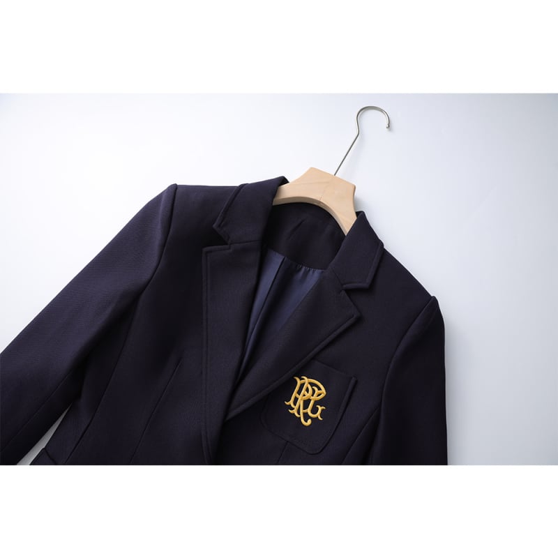 Женски втален сако с бродерия, яка на сакото, дълги ръкави, едно копче — есен 2025