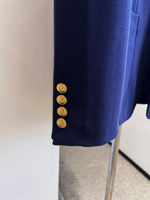 Ženski sako s jednim gumbom, uski kroj, rever, vezenje na pamuk-poliesternom materijalu