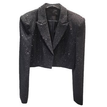 Ženski blejzer, Slim Fit, ovratnik tip blejzer, dugi rukavi, jednobojni uzorak, poliester