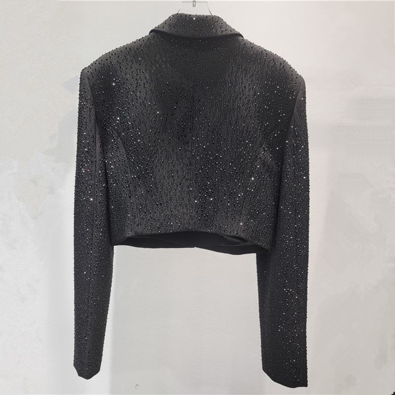 Ženski blejzer, Slim Fit, ovratnik tip blejzer, dugi rukavi, jednobojni uzorak, poliester