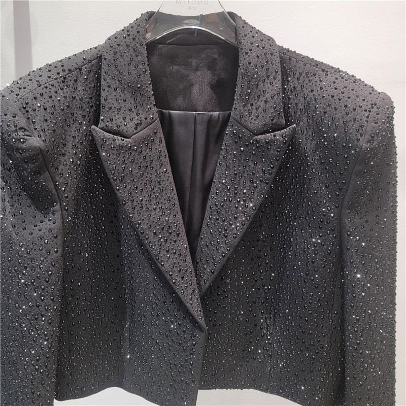 Ženski blejzer, Slim Fit, ovratnik tip blejzer, dugi rukavi, jednobojni uzorak, poliester