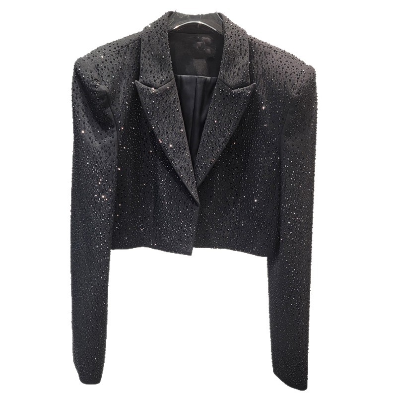 Ženski blejzer, Slim Fit, ovratnik tip blejzer, dugi rukavi, jednobojni uzorak, poliester