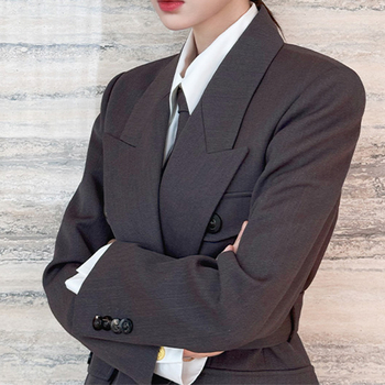 Ženski straight kostim set s plisiranom suknjom, sako s dvostrukim kopčanjem, poliester, proljeće 2025