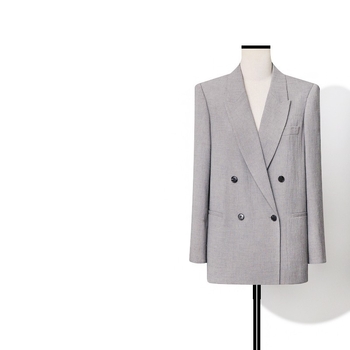 Žensko sako za odijelo, dvostruko kopčanje, jednobojni uzorak, glavni materijal: triacetat vlakna (50–70%)