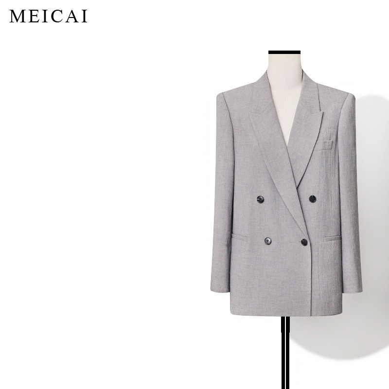 Žensko sako za odijelo, dvostruko kopčanje, jednobojni uzorak, glavni materijal: triacetat vlakna (50–70%)