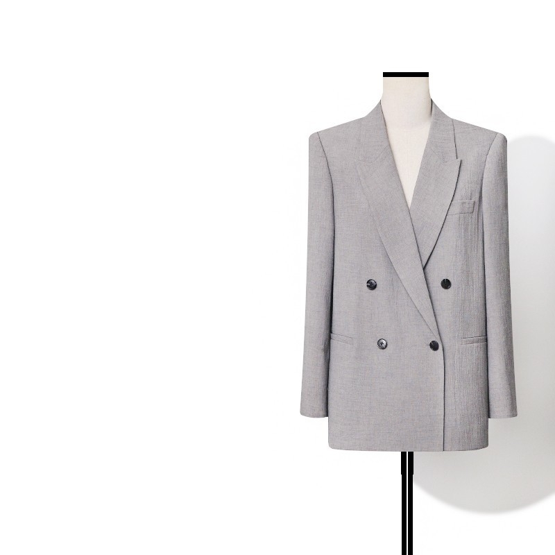 Žensko sako za odijelo, dvostruko kopčanje, jednobojni uzorak, glavni materijal: triacetat vlakna (50–70%)