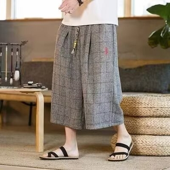 Muške šortke do koljena s kineskim stilom šivanja i mrežastim uzorkom, slobodan kroj, ljetni sportski šorc, smjesa poliestera (95% poliestera)