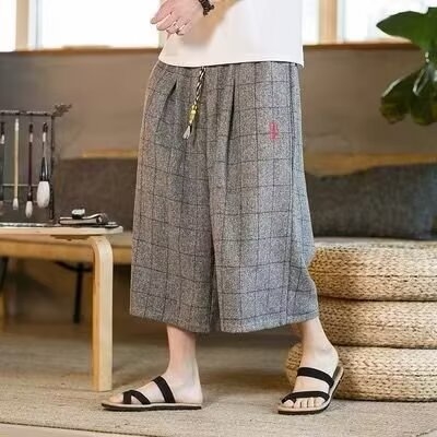 Muške šortke do koljena s kineskim stilom šivanja i mrežastim uzorkom, slobodan kroj, ljetni sportski šorc, smjesa poliestera (95% poliestera)