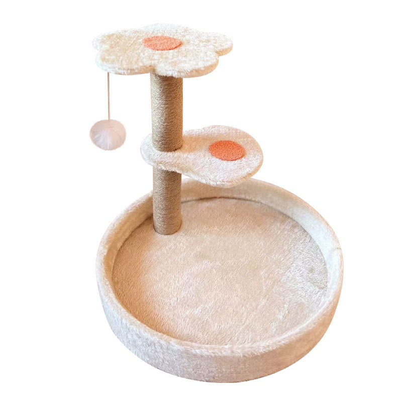 Fa macska mászófa karcolódeszkával, ugró platformával és kényelmes fészekkel — aranyos stílus