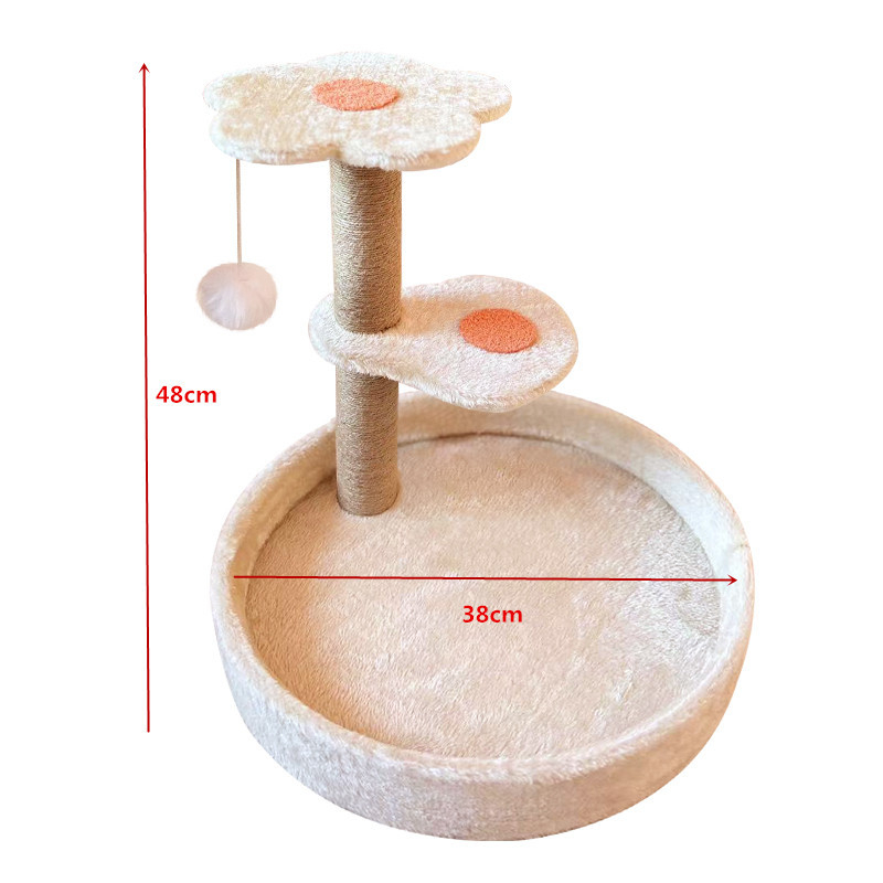 Fa macska mászófa karcolódeszkával, ugró platformával és kényelmes fészekkel — aranyos stílus