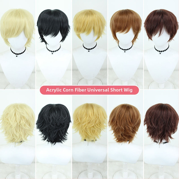 Cosplay perika, kratka kovrčava frizura, termički otporna vlakna, otprilike 150 g, nije pogodna za toplo bojanje