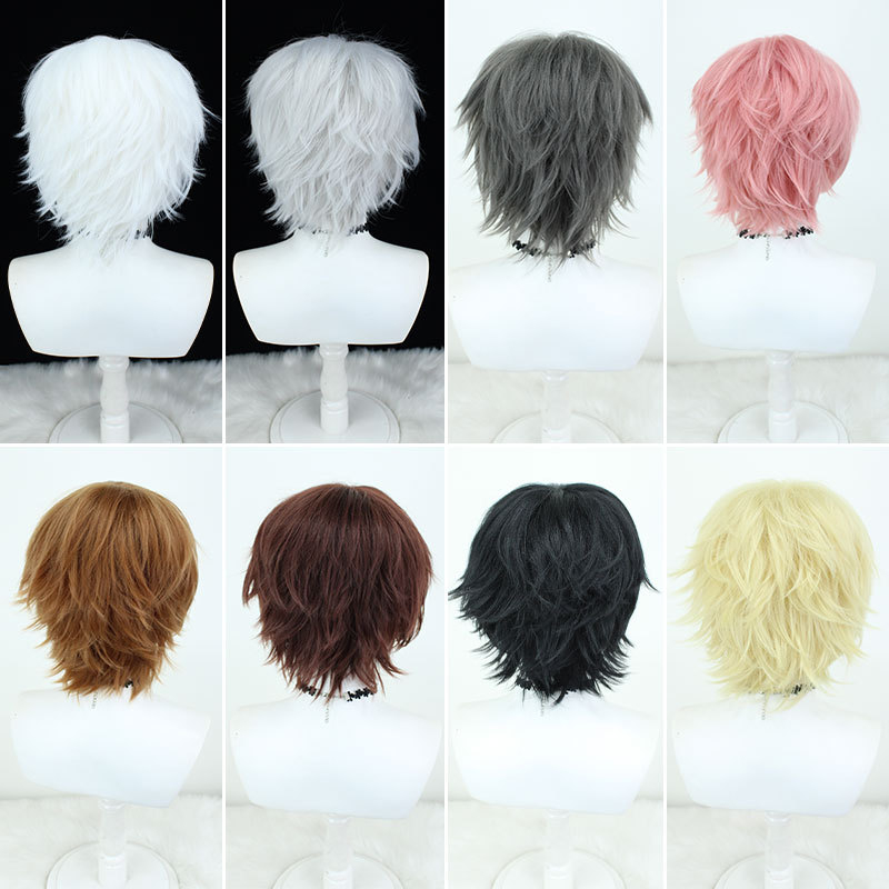 Cosplay perika, kratka kovrčava frizura, termički otporna vlakna, otprilike 150 g, nije pogodna za toplo bojanje