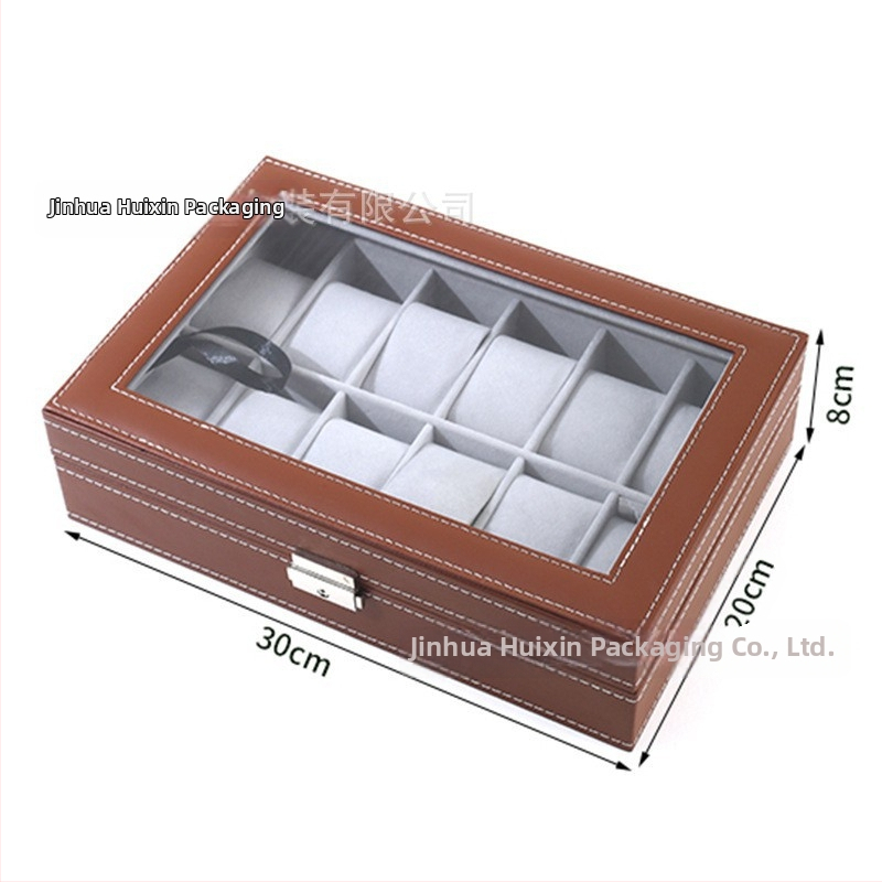 Kutija za satove za skladištenje, drvena konstrukcija, plišani ulošak, marka Xin, pakiranje u kutiji