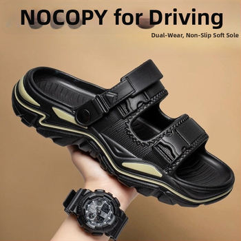 Férfi PVC szandálok, strand-stílus, nyitott lábujj, lélegző, vízálló, csúszásmentes, vezetéshez és vízben sétálásra