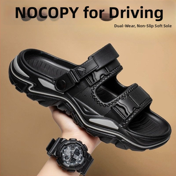 Férfi PVC szandálok, strand-stílus, nyitott lábujj, lélegző, vízálló, csúszásmentes, vezetéshez és vízben sétálásra