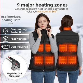 Grijani prsluk s kardigan stilom i konstantnom temperaturom – Unisex, zima/jesen, punilo pamuk, podstava poliester