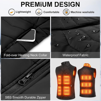 Grijani prsluk s kardigan stilom i konstantnom temperaturom – Unisex, zima/jesen, punilo pamuk, podstava poliester