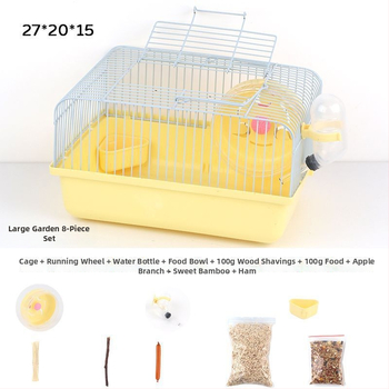 Set dodatne opreme za kavez za hamstera za početnike: trkaći kotačić u obliku sira, bočica s vodom i posuda za hranu, minimalistički stil, za unutarnju upotrebu