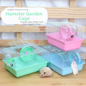 Set dodatne opreme za kavez za hamstera za početnike: trkaći kotačić u obliku sira, bočica s vodom i posuda za hranu, minimalistički stil, za unutarnju upotrebu