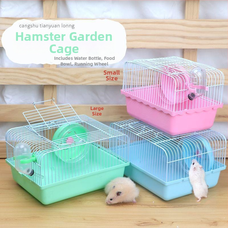 Set dodatne opreme za kavez za hamstera za početnike: trkaći kotačić u obliku sira, bočica s vodom i posuda za hranu, minimalistički stil, za unutarnju upotrebu