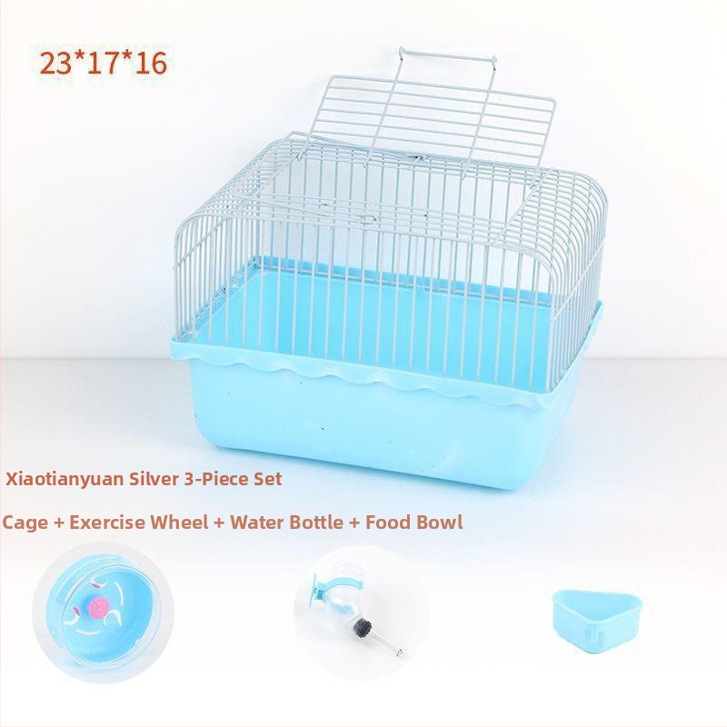 Set dodatne opreme za kavez za hamstera za početnike: trkaći kotačić u obliku sira, bočica s vodom i posuda za hranu, minimalistički stil, za unutarnju upotrebu