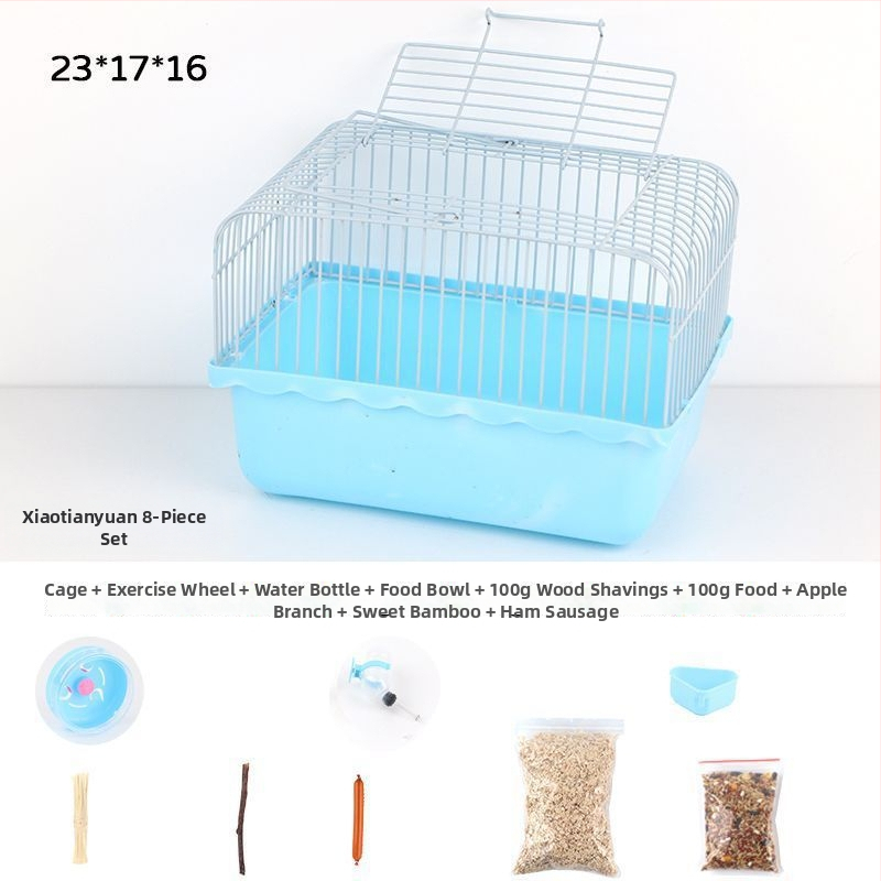 Set dodatne opreme za kavez za hamstera za početnike: trkaći kotačić u obliku sira, bočica s vodom i posuda za hranu, minimalistički stil, za unutarnju upotrebu