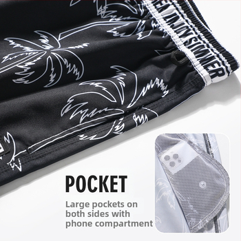 Gailang muške plažne šorceve, casual stil, poliester materijal, 100% poliester, proljeće 2025