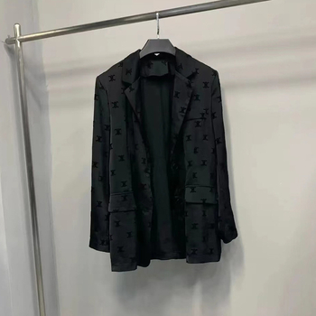 Žensko sako za kostim s printom, slobodan kroj, pamuk-poliester smjesa, jednoredno kopčanje, rever, dugi rukav, proljeće 2023