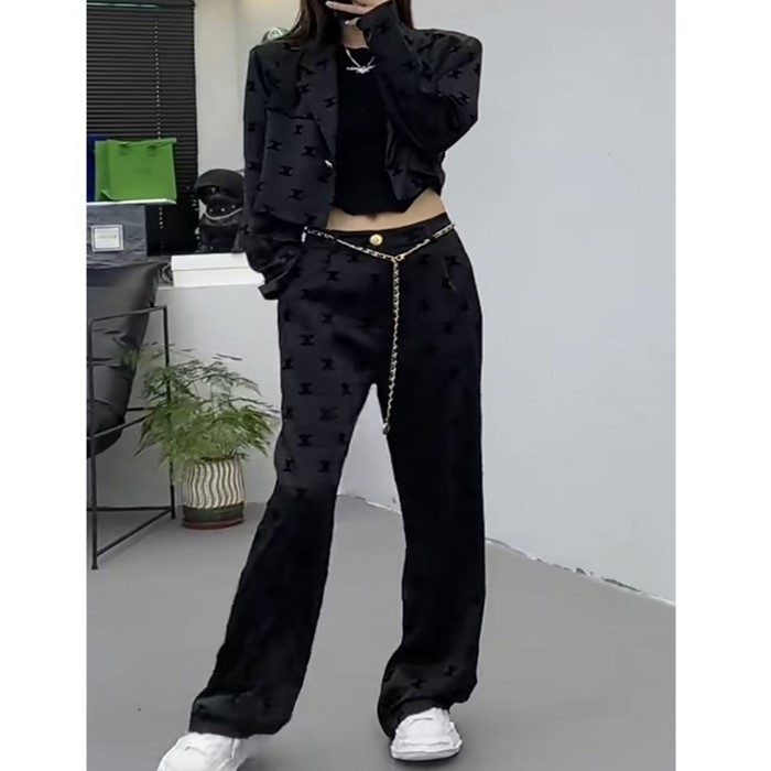 Žensko sako za kostim s printom, slobodan kroj, pamuk-poliester smjesa, jednoredno kopčanje, rever, dugi rukav, proljeće 2023