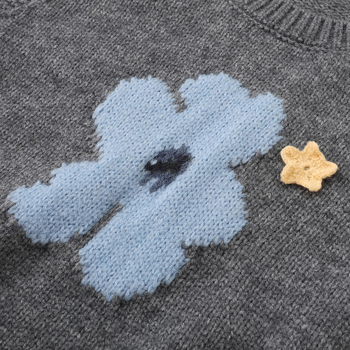 Ženski pleteni gornji dio bez rukava s cvjetnim uzorkom, pulover stil, kratka duljina, poliester