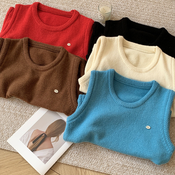 Ženska vest – opuštena silueta, okrugli izrez, poliester, elegantan gradski stil
