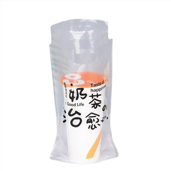 Priehľadné vrecká z tenkého filmu na nápoje na donášku — hrúbka 8 silk, objem až 1000 ml, jednorazové, s držadlami, denná produkcia 200000