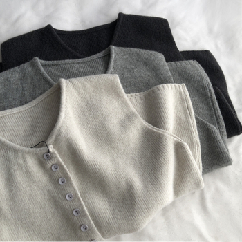 Pletena vest bez rukava, elegantan gradski stil (Okrugli izrez, Poliester 50–70%, Duljina 50–65 cm, Jednobojni uzorak)