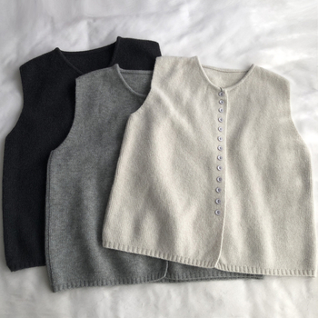 Pletena vest bez rukava, elegantan gradski stil (Okrugli izrez, Poliester 50–70%, Duljina 50–65 cm, Jednobojni uzorak)