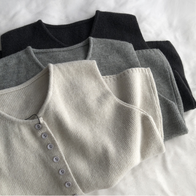 Pletena vest bez rukava, elegantan gradski stil (Okrugli izrez, Poliester 50–70%, Duljina 50–65 cm, Jednobojni uzorak)