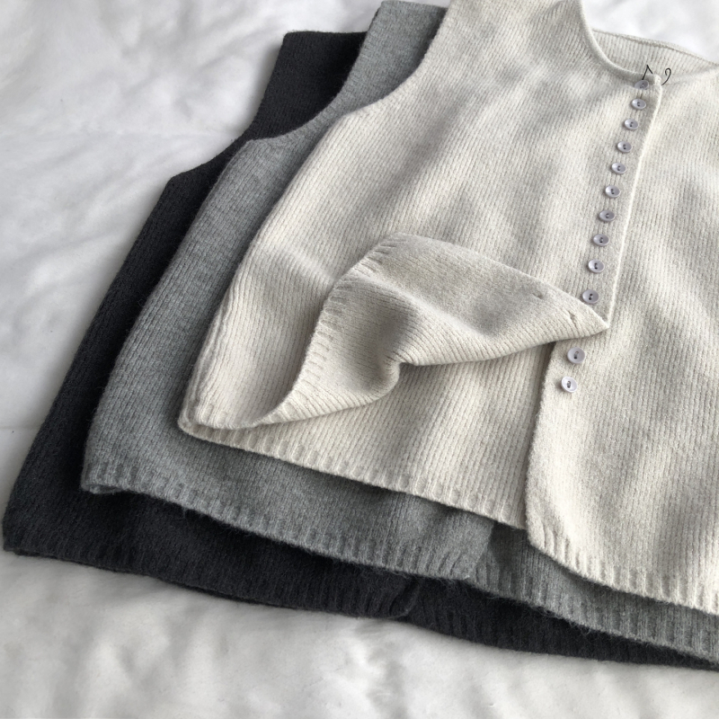 Pletena vest bez rukava, elegantan gradski stil (Okrugli izrez, Poliester 50–70%, Duljina 50–65 cm, Jednobojni uzorak)