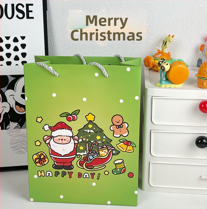 Vianočná darčeková taška, kraft papier/biely kartón, ofsetový tlač, minimalistický štýl, Keyoujia