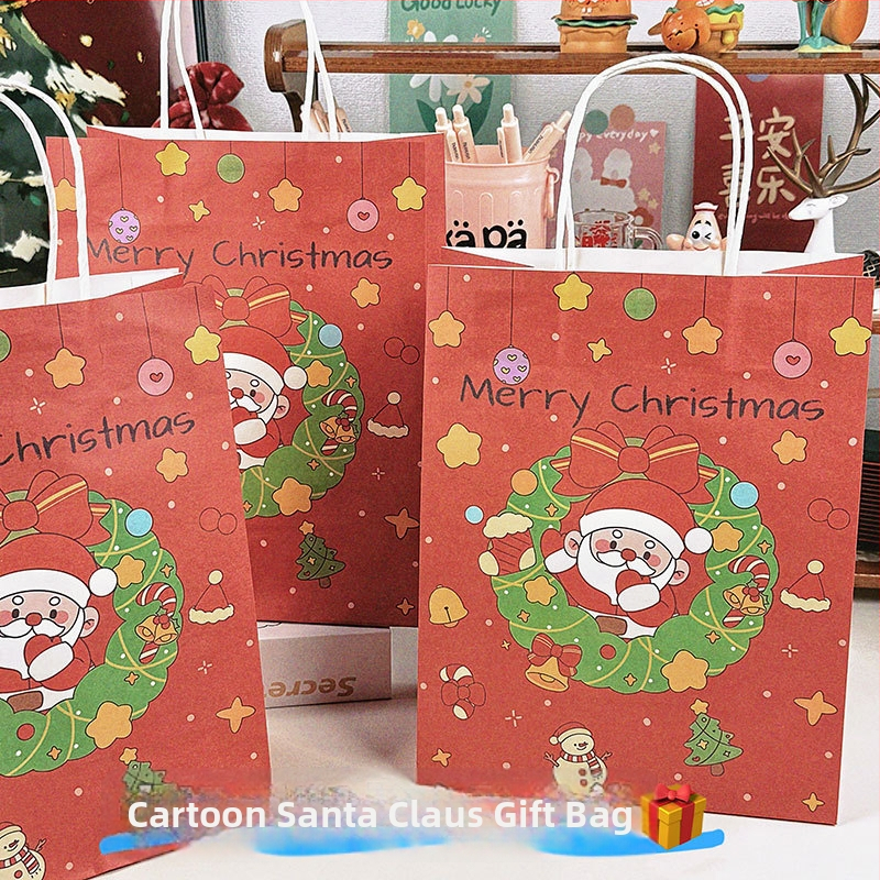 Vianočná darčeková taška, kraft papier/biely kartón, ofsetový tlač, minimalistický štýl, Keyoujia