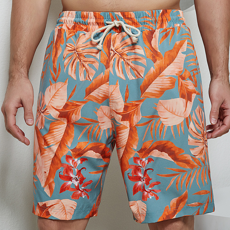 O'Kelley unisex tiskane duge plažne šorceve, opuštena silueta, poliester s 5% elastana, podstava poliester