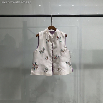 Ženski vest s floralnom izvezom, vunena smjesa 30–50%, stojeći ovratnik, duljina 50–65 cm, gradski ležerni stil